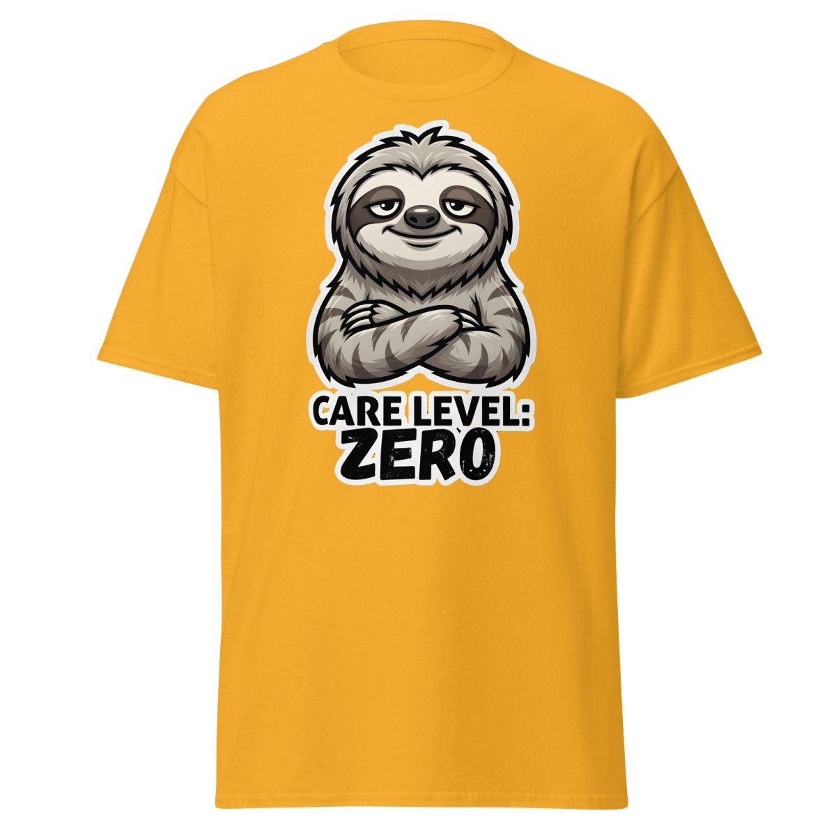 Care Level Zero Sloth – Funny Lazy Cartoon Animal Design - Gold - TeeRipple