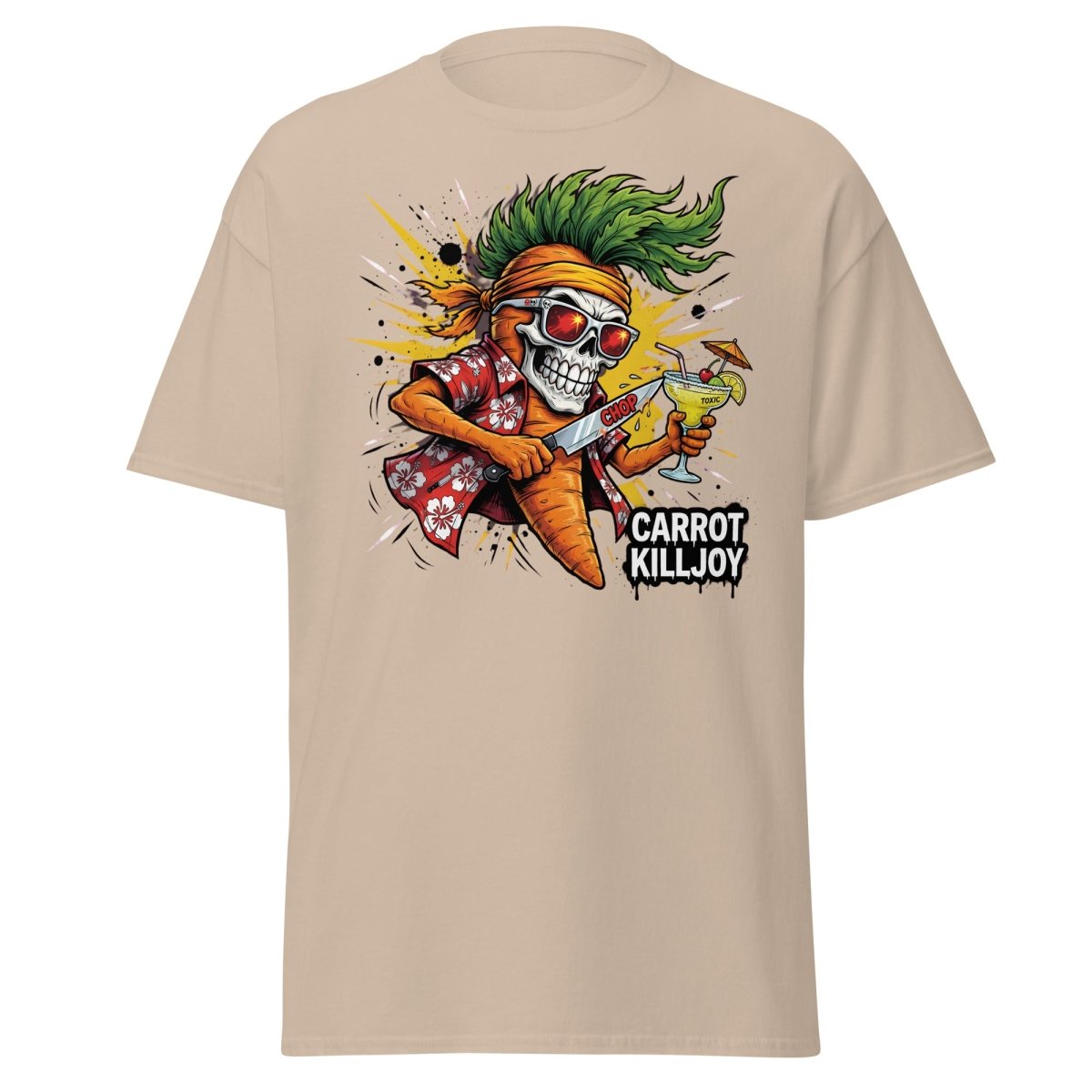 Carrot Killjoy Skull T-Shirt - Funny Punk Carrot Tee - Sand - TeeRipple