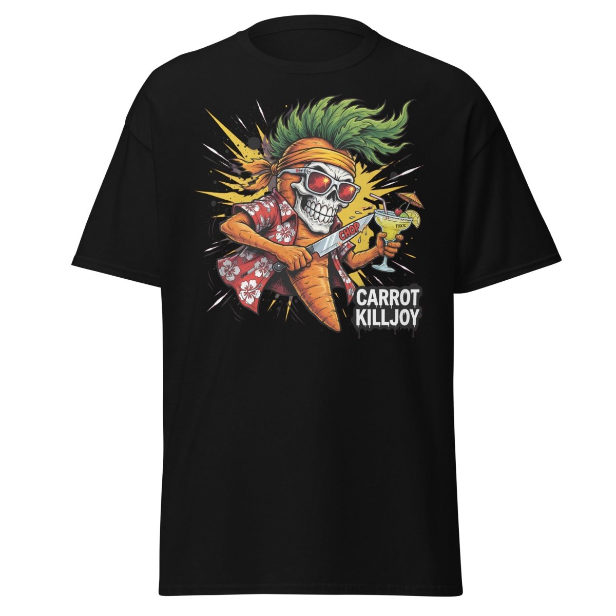 Carrot Killjoy Skull T-Shirt - Funny Punk Carrot Tee - Black - TeeRipple