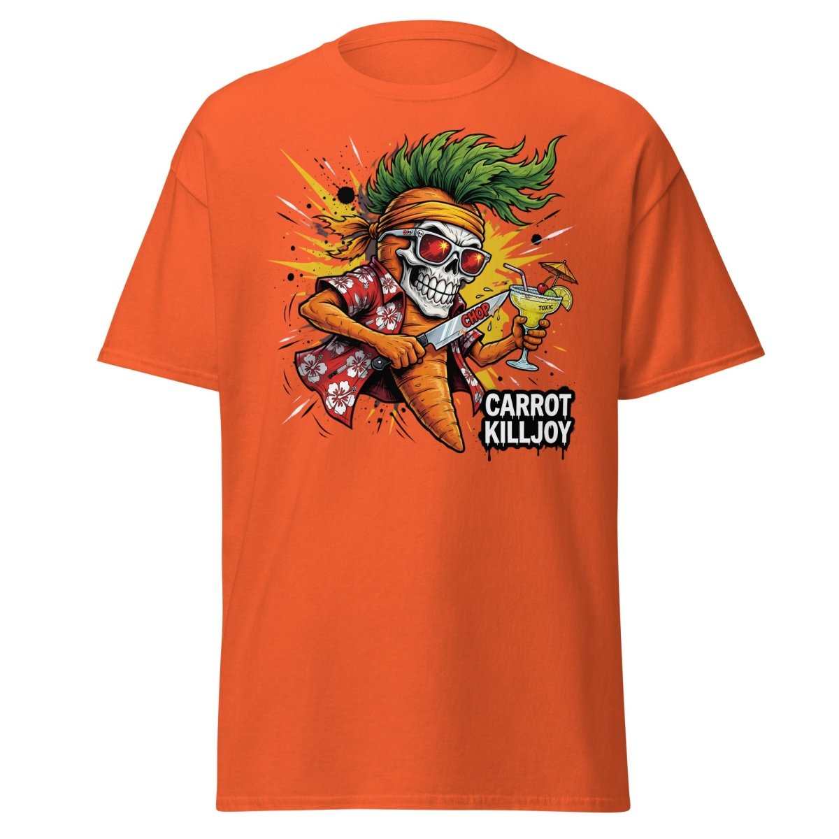 Carrot Killjoy Skull T-Shirt - Funny Punk Carrot Tee - Orange - TeeRipple