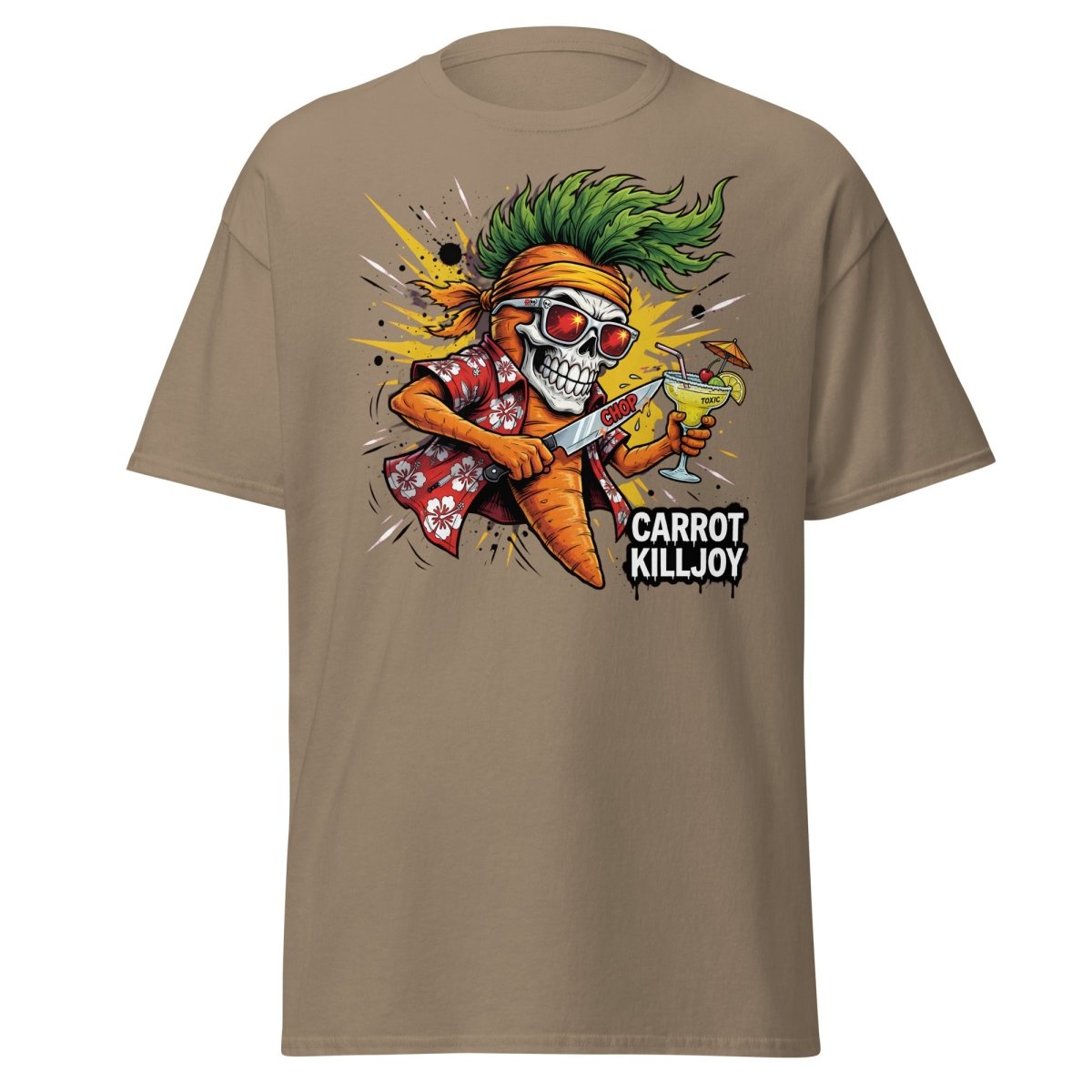 Carrot Killjoy Skull T-Shirt - Funny Punk Carrot Tee - Brown Savana - TeeRipple