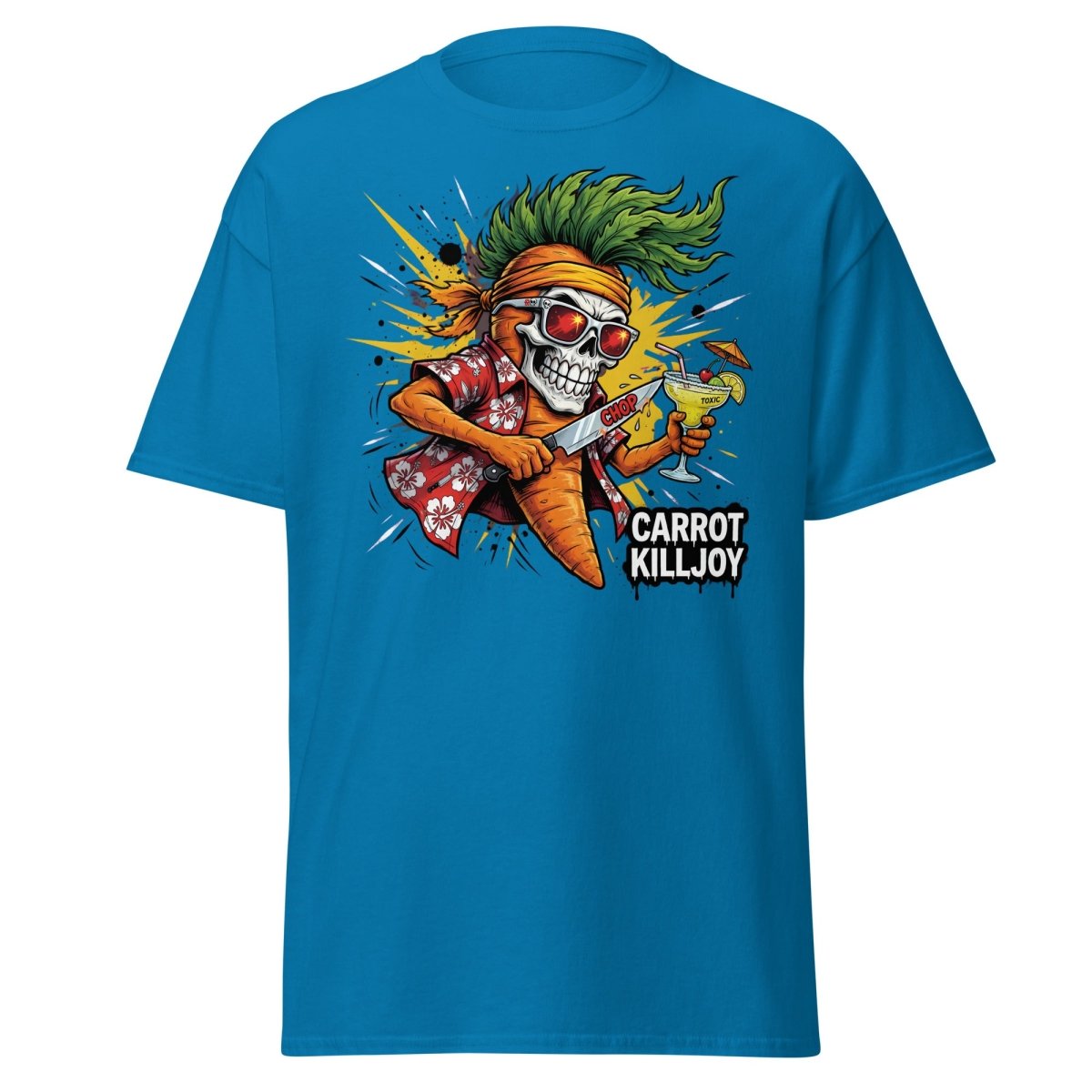 Carrot Killjoy Skull T-Shirt - Funny Punk Carrot Tee - Sapphire - TeeRipple