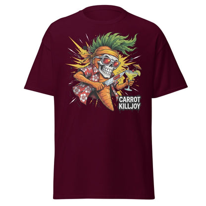 Carrot Killjoy Skull T-Shirt - Funny Punk Carrot Tee - Maroon - TeeRipple