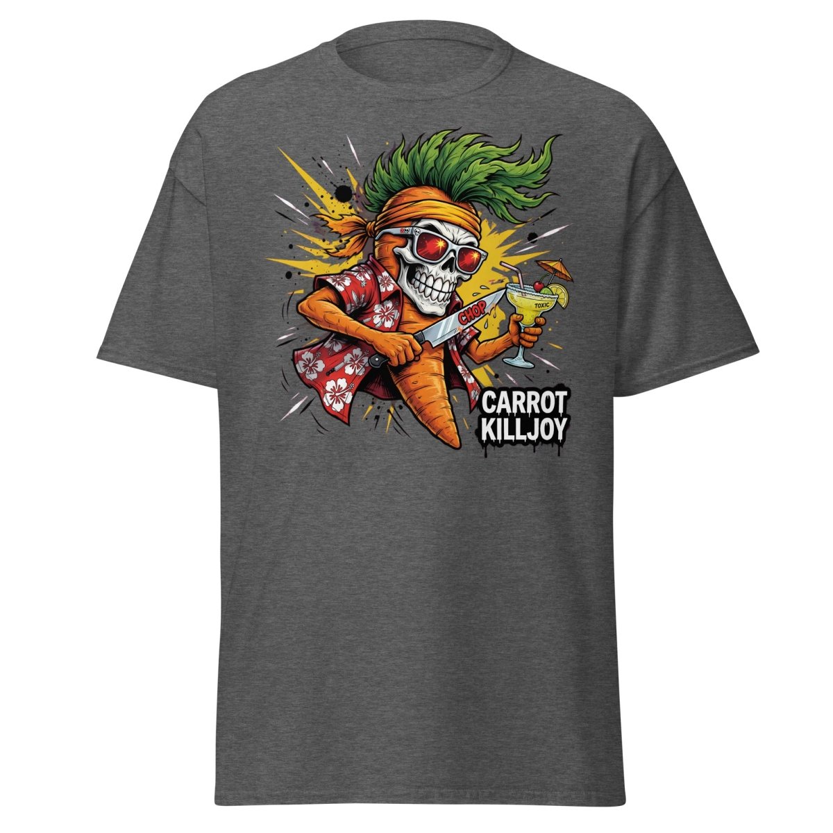 Carrot Killjoy Skull T-Shirt - Funny Punk Carrot Tee - Dark Heather - TeeRipple