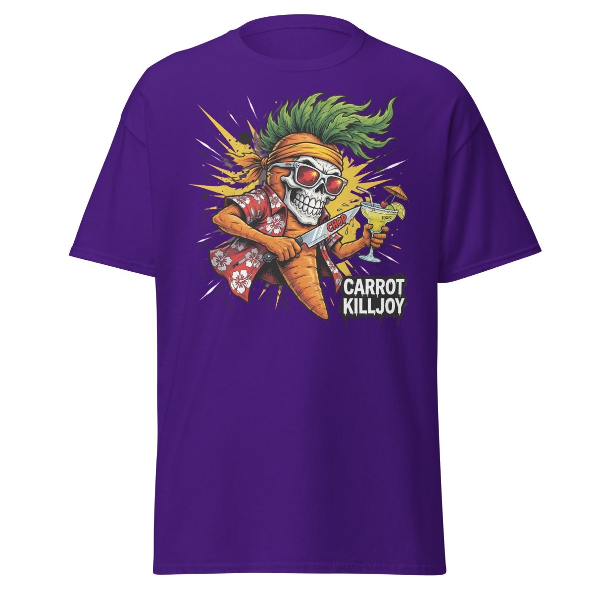 Carrot Killjoy Skull T-Shirt - Funny Punk Carrot Tee - Purple - TeeRipple