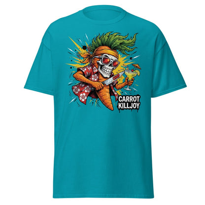 Carrot Killjoy Skull T-Shirt - Funny Punk Carrot Tee - Tropical Blue - TeeRipple