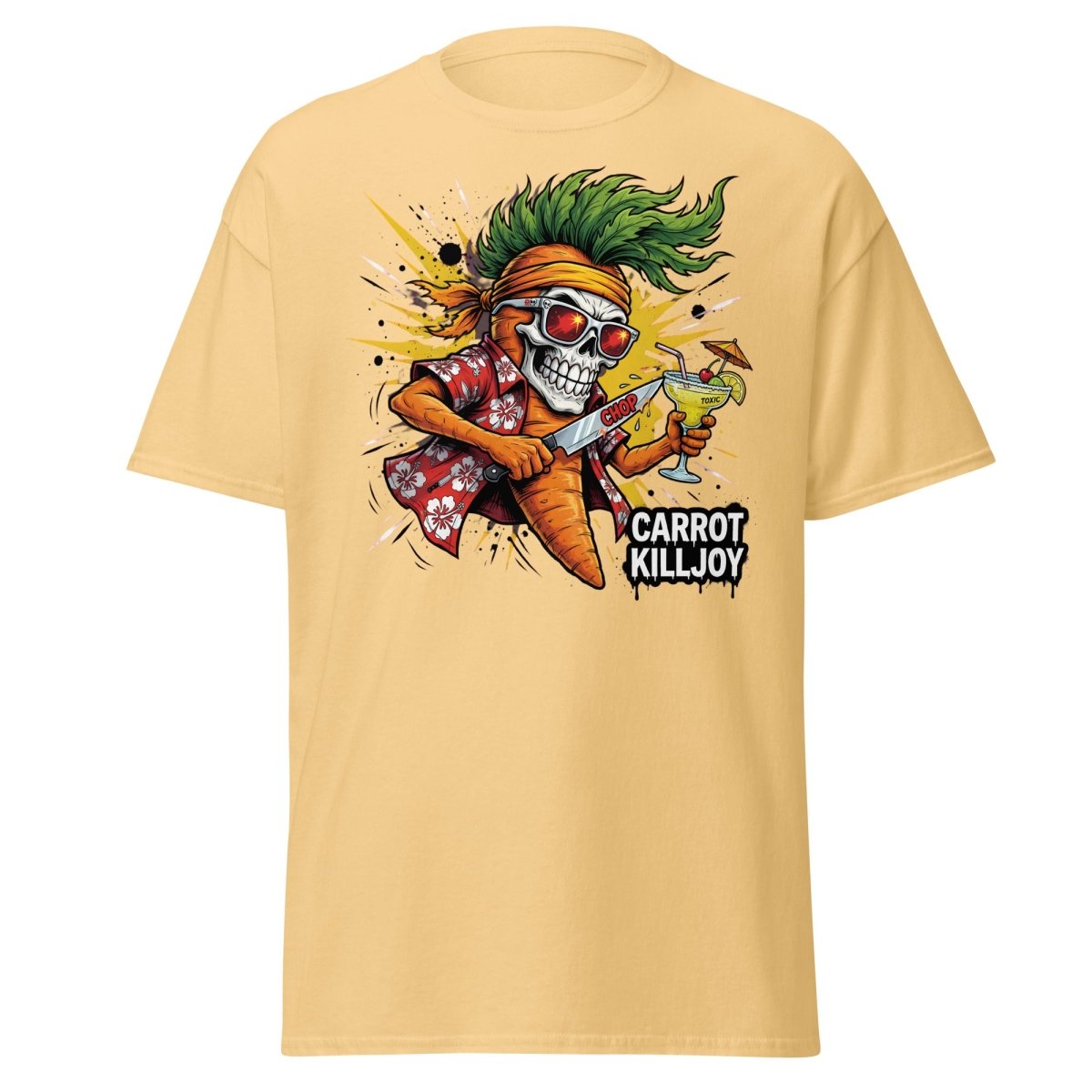 Carrot Killjoy Skull T-Shirt - Funny Punk Carrot Tee - Yellow Haze - TeeRipple