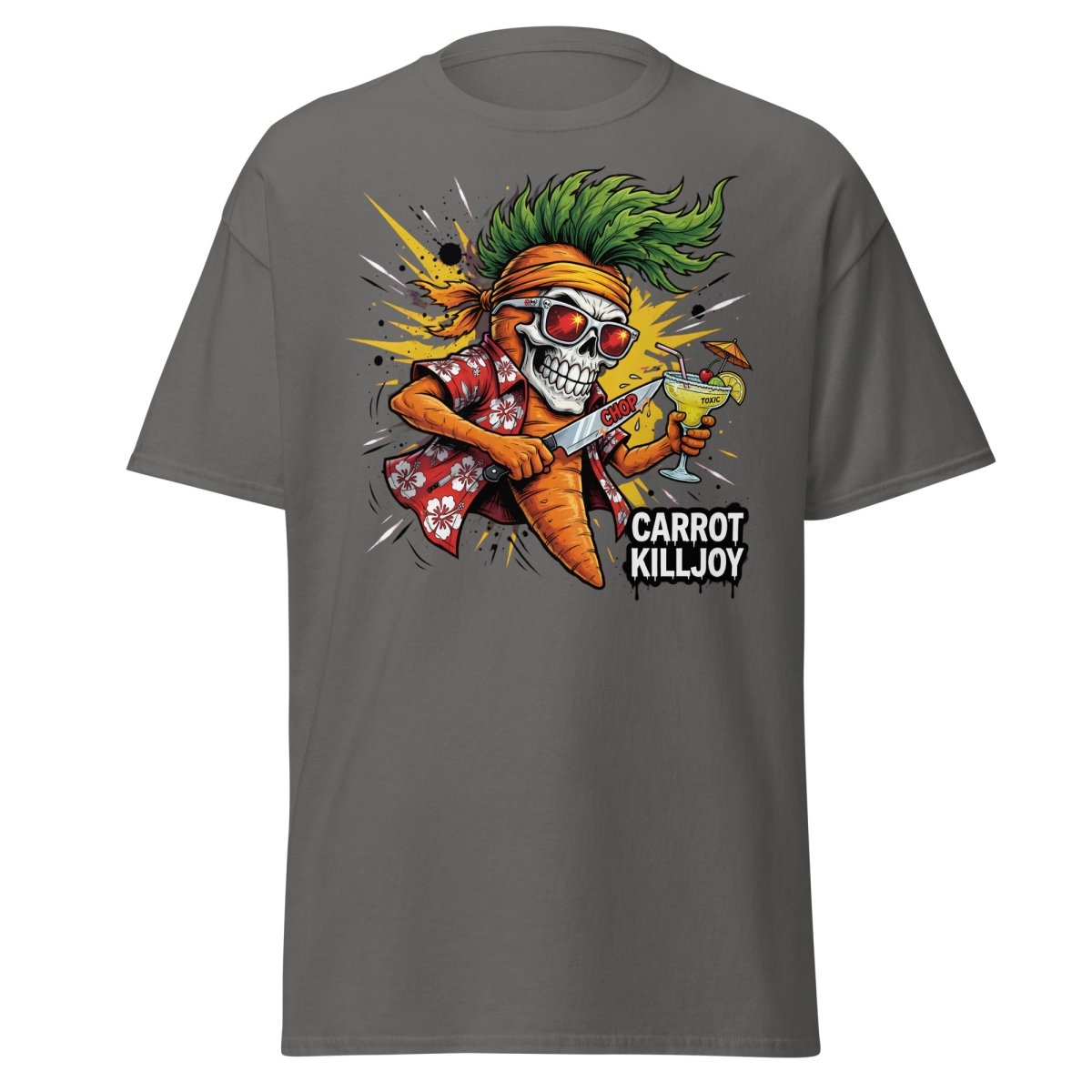 Carrot Killjoy Skull T-Shirt - Funny Punk Carrot Tee - Charcoal - TeeRipple