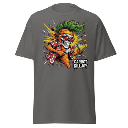 Carrot Killjoy Skull T-Shirt - Funny Punk Carrot Tee - Charcoal - TeeRipple