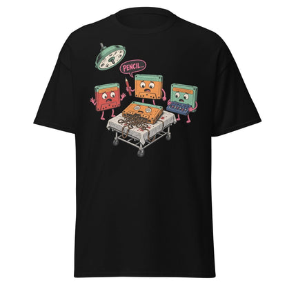 Cassette Pencil Surgery Funny Retro Tee - Black - TeeRipple