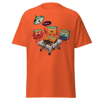 Cassette Pencil Surgery Funny Retro Tee - Orange - TeeRipple
