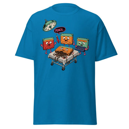 Cassette Pencil Surgery Funny Retro Tee - Sapphire - TeeRipple