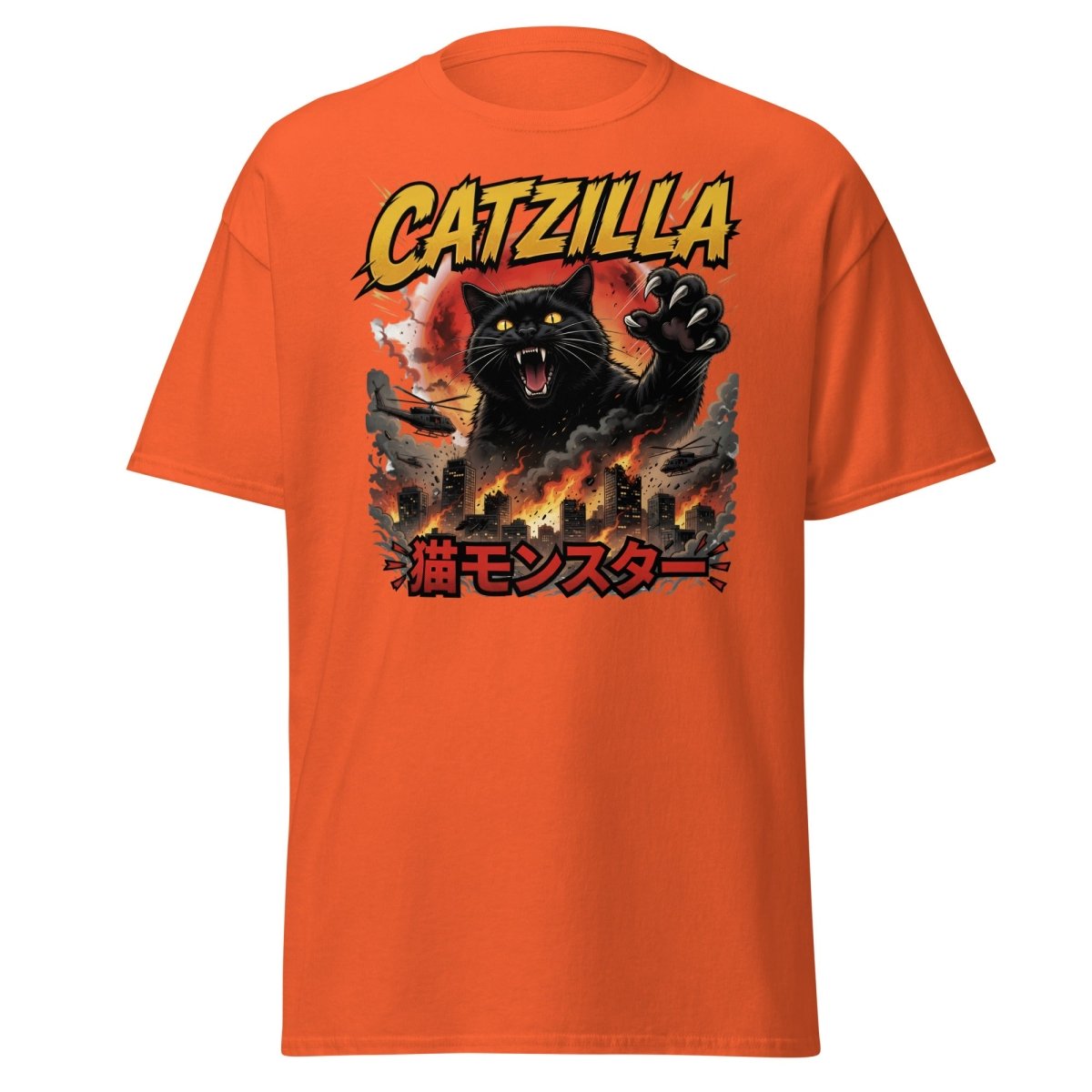 Catzilla Funny Cat Monster T-Shirt | Kaiju Cat Tee - Orange - TeeRipple