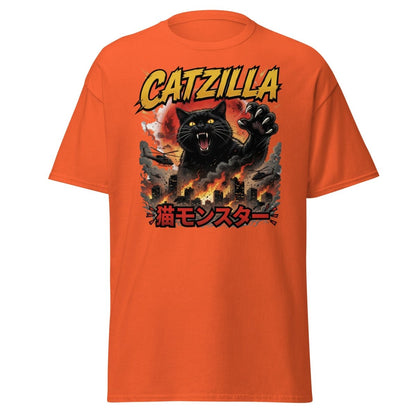 Catzilla Funny Cat Monster T-Shirt | Kaiju Cat Tee - Orange - TeeRipple