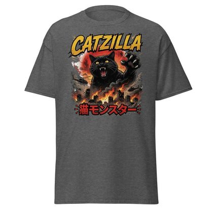 Catzilla Funny Cat Monster T-Shirt | Kaiju Cat Tee - Dark Heather - TeeRipple