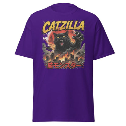 Catzilla Funny Cat Monster T-Shirt | Kaiju Cat Tee - Purple - TeeRipple