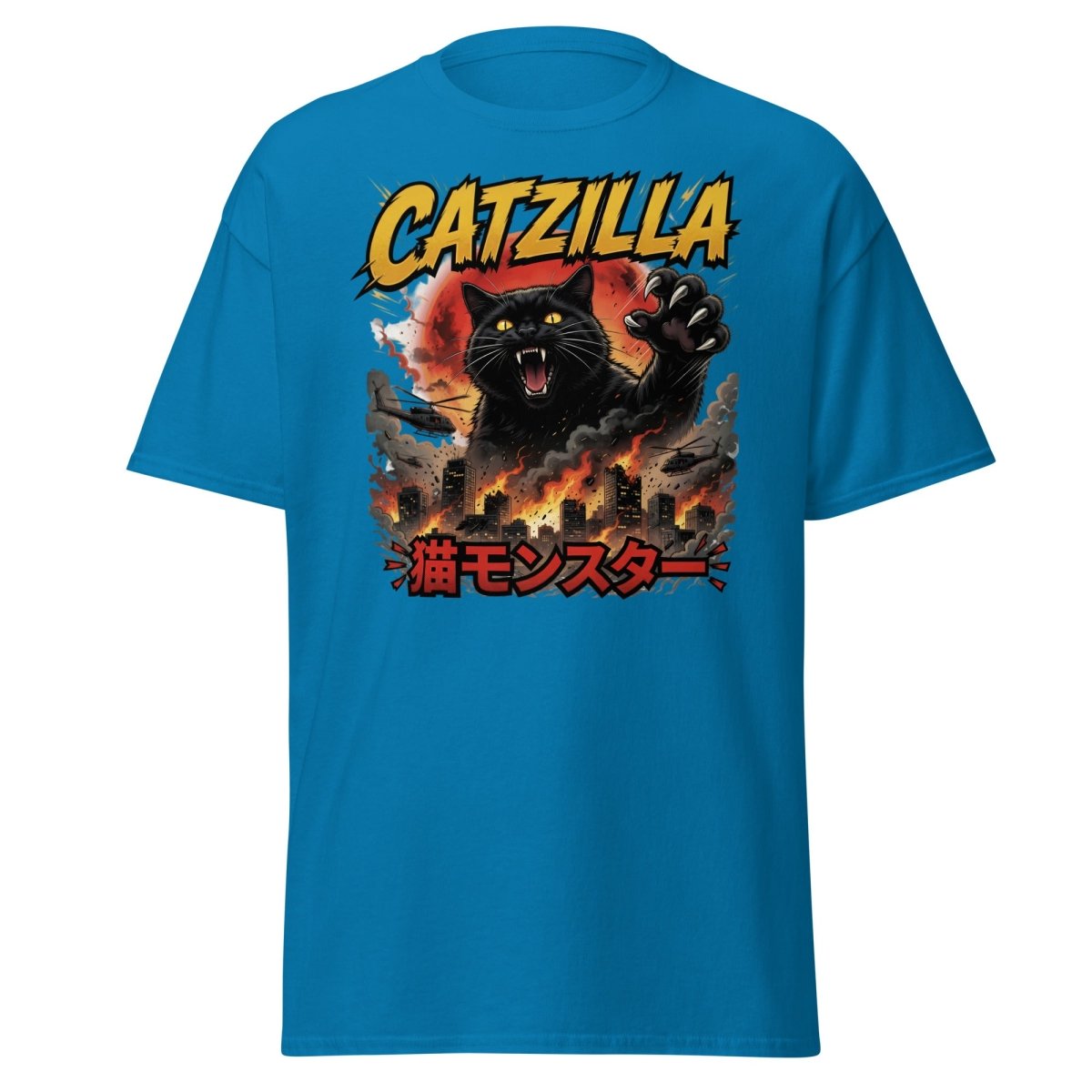 Catzilla Funny Cat Monster T-Shirt | Kaiju Cat Tee - Sapphire - TeeRipple