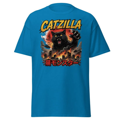 Catzilla Funny Cat Monster T-Shirt | Kaiju Cat Tee - Sapphire - TeeRipple