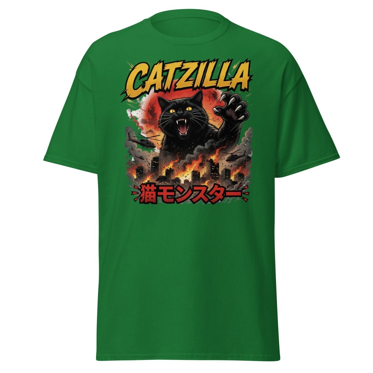 Catzilla Funny Cat Monster T-Shirt | Kaiju Cat Tee - Turf Green - TeeRipple