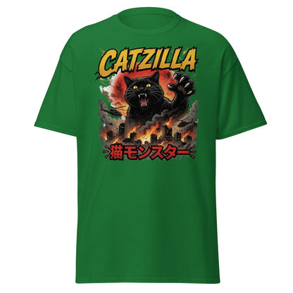 Catzilla Funny Cat Monster T-Shirt | Kaiju Cat Tee - Turf Green - TeeRipple