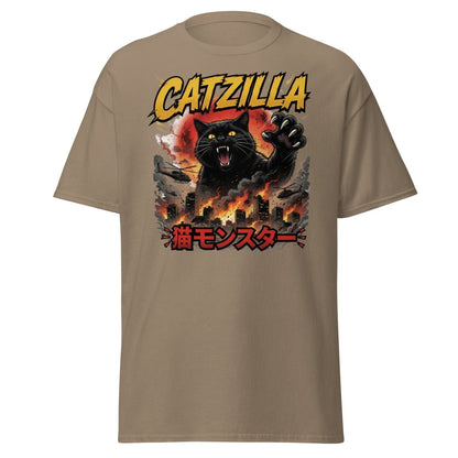 Catzilla Funny Cat Monster T-Shirt | Kaiju Cat Tee - Brown Savana - TeeRipple