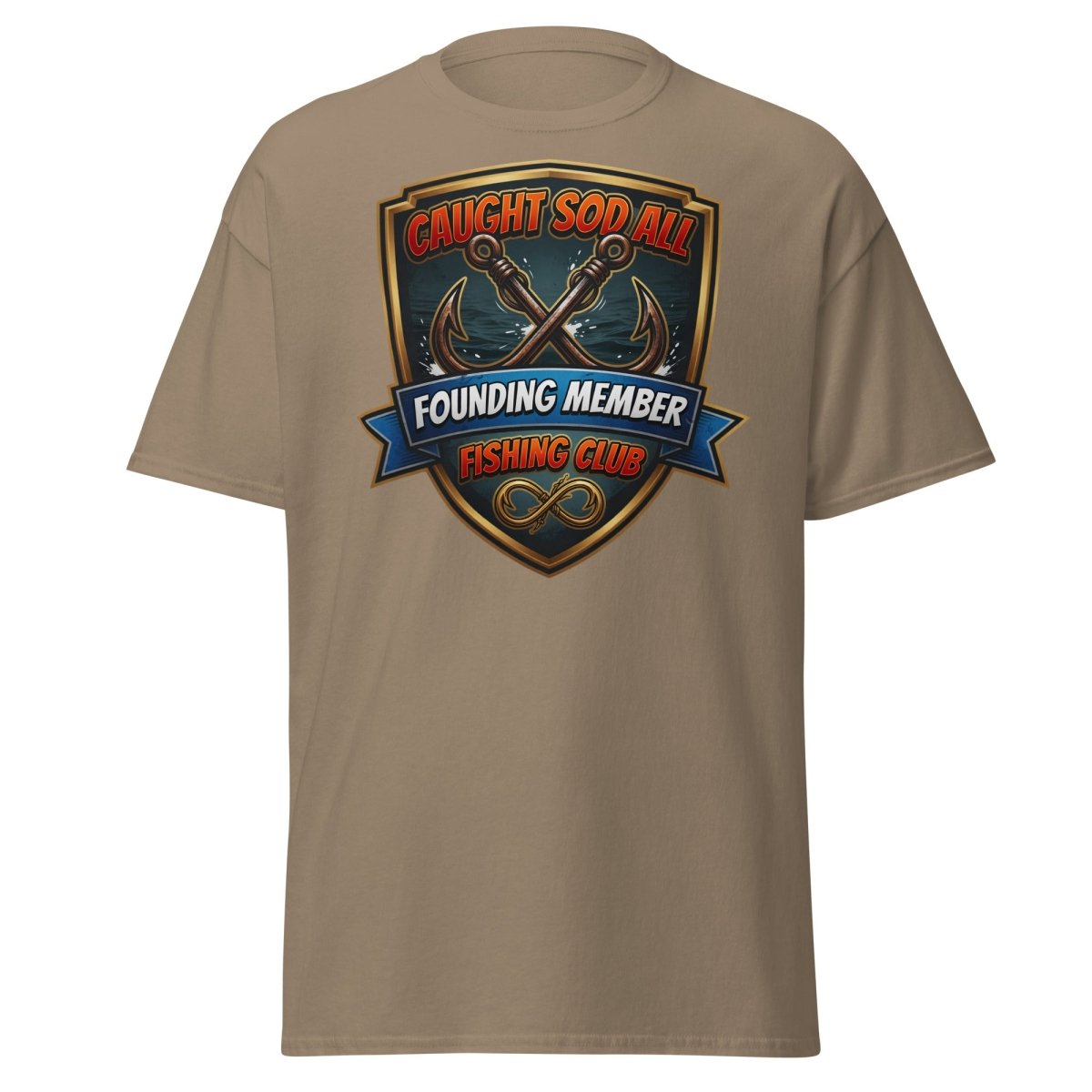 Caught Sod All Fishing Club T-Shirt | Funny Angler Tee - Brown Savana - TeeRipple