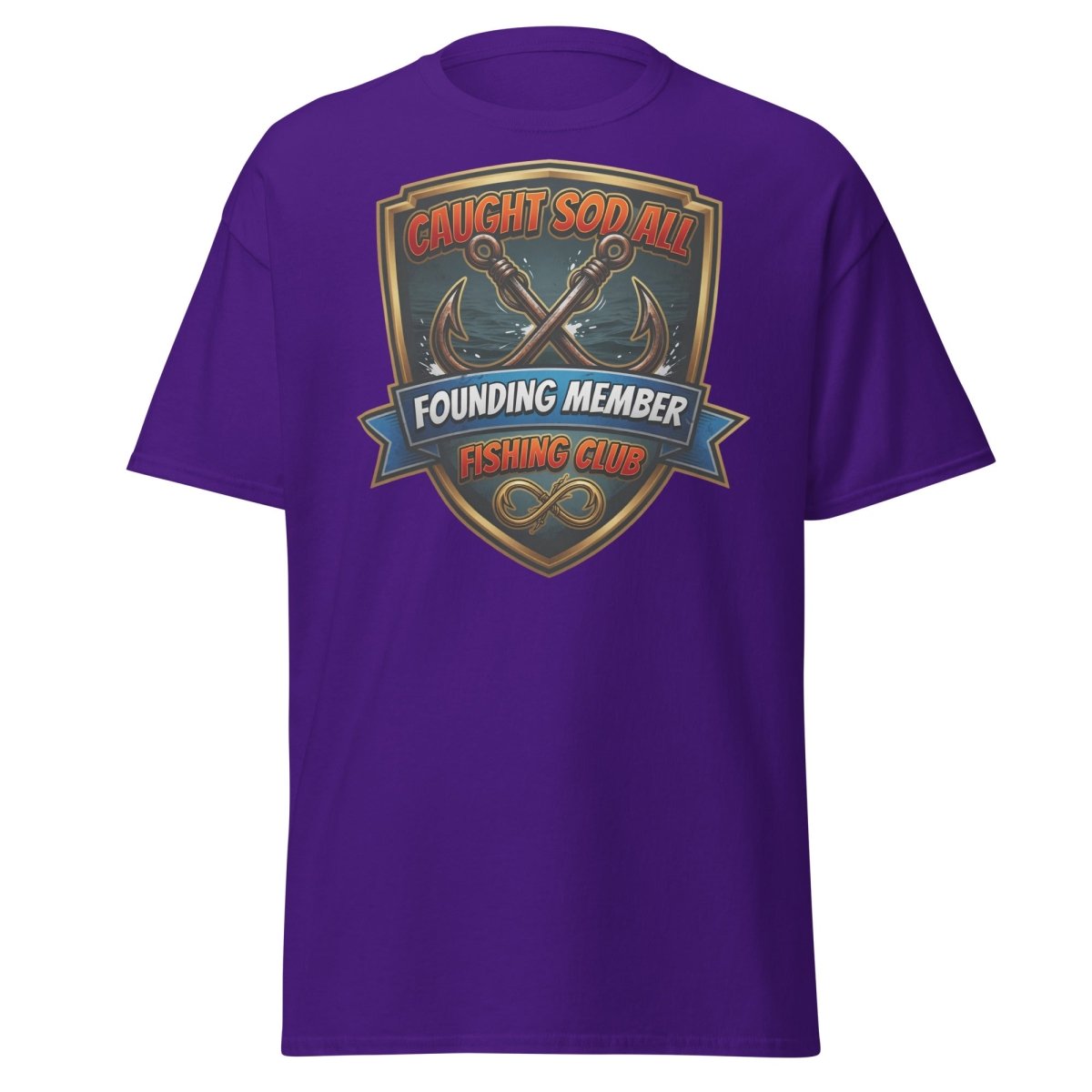 Caught Sod All Fishing Club T-Shirt | Funny Angler Tee - Purple - TeeRipple