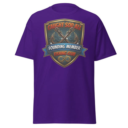 Caught Sod All Fishing Club T-Shirt | Funny Angler Tee - Purple - TeeRipple