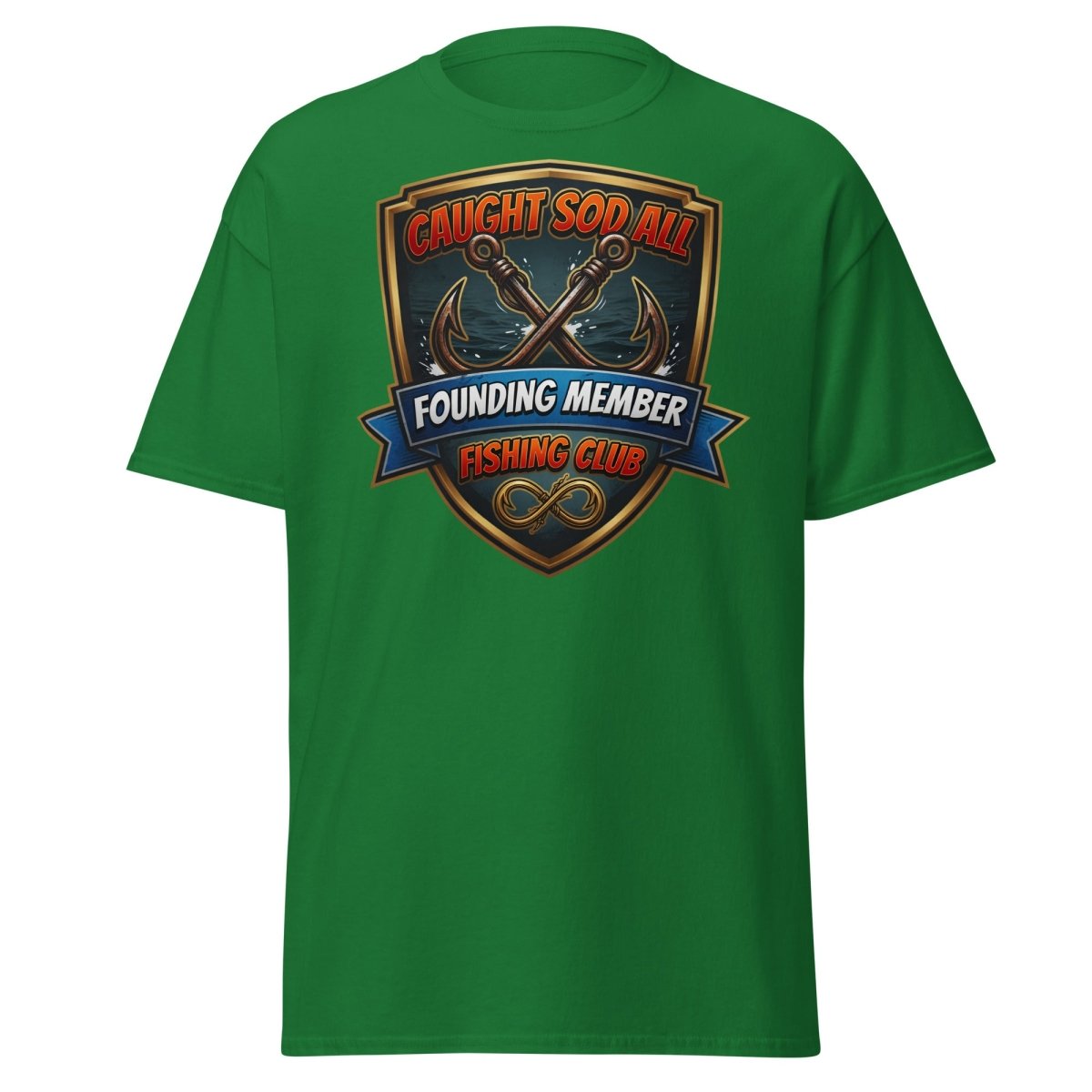 Caught Sod All Fishing Club T-Shirt | Funny Angler Tee - Turf Green - TeeRipple