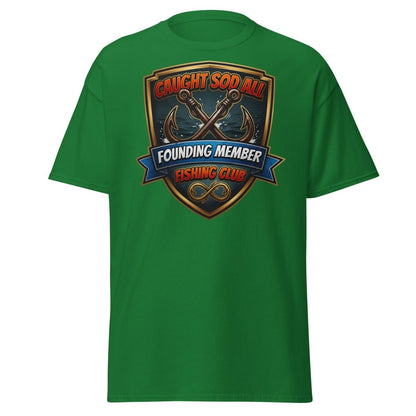 Caught Sod All Fishing Club T-Shirt | Funny Angler Tee - Turf Green - TeeRipple