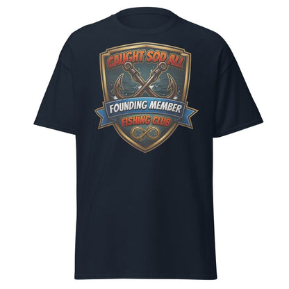 Caught Sod All Fishing Club T-Shirt | Funny Angler Tee - Navy - TeeRipple