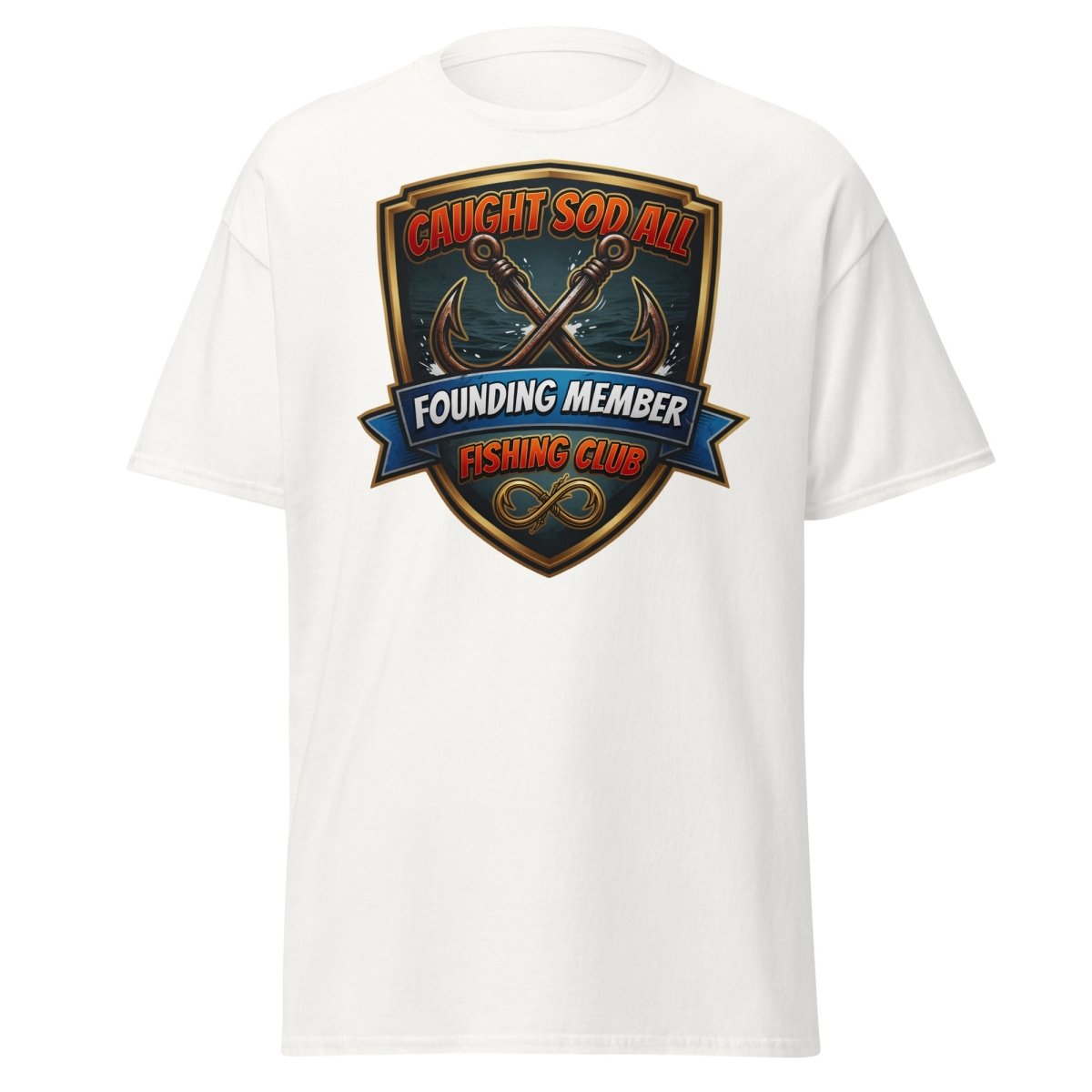 Caught Sod All Fishing Club T-Shirt | Funny Angler Tee - White - TeeRipple