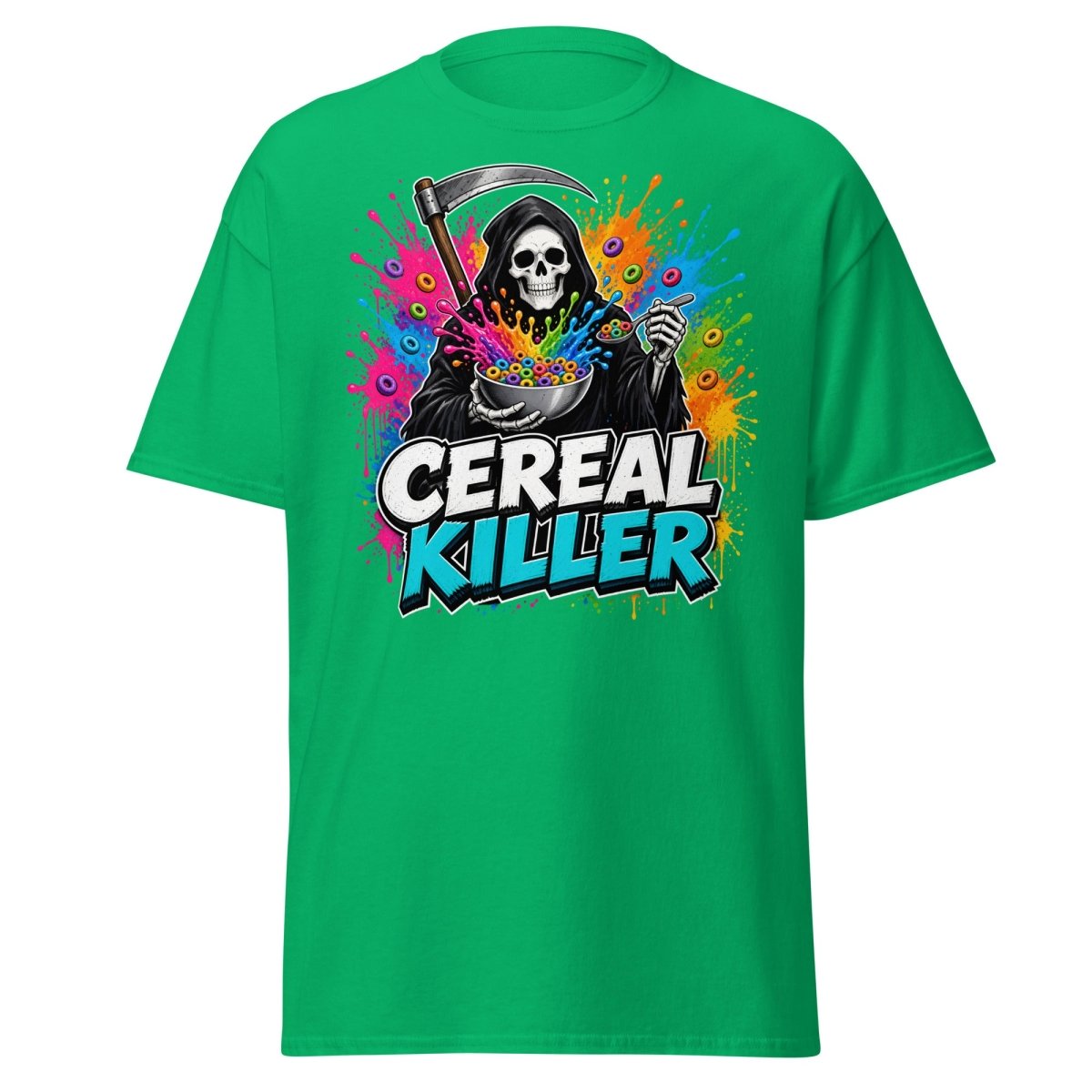 Cereal Killer Funny Grim Reaper T-Shirt - Irish Green - TeeRipple