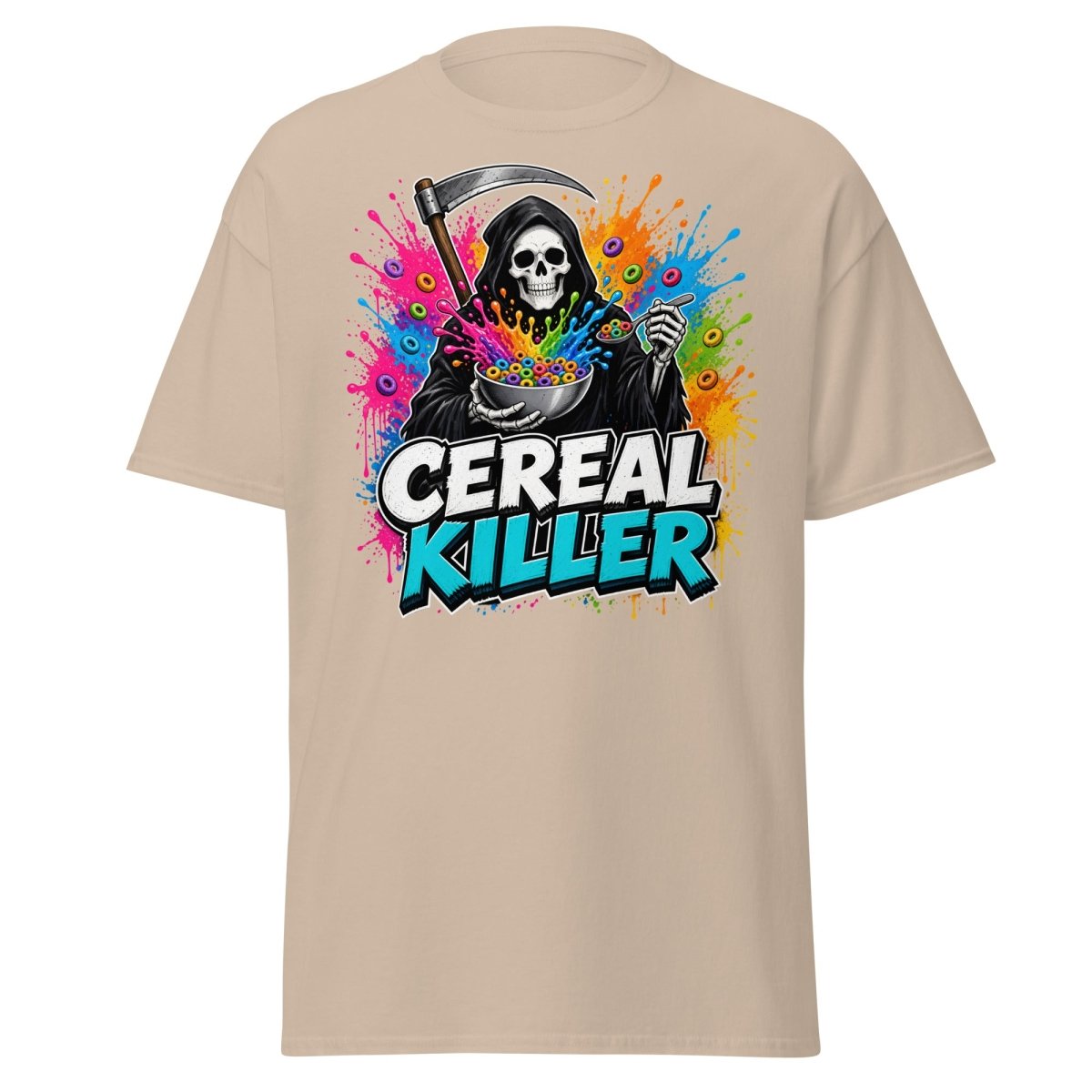 Cereal Killer Funny Grim Reaper T-Shirt - Sand - TeeRipple