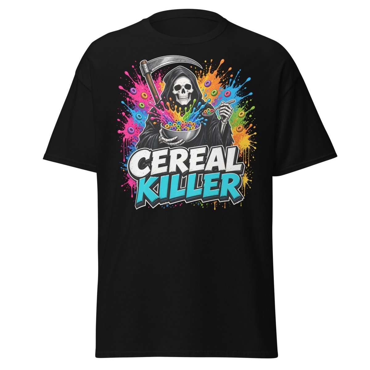 Cereal Killer Funny Grim Reaper T-Shirt - Black - TeeRipple