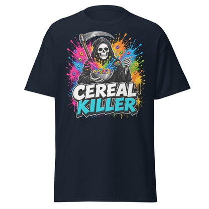 Cereal Killer Funny Grim Reaper T-Shirt - Navy - TeeRipple