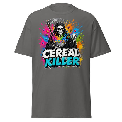 Cereal Killer Funny Grim Reaper T-Shirt - Charcoal - TeeRipple