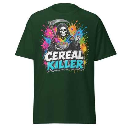 Cereal Killer Funny Grim Reaper T-Shirt - Forest Green - TeeRipple