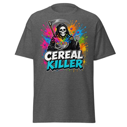 Cereal Killer Funny Grim Reaper T-Shirt - Dark Heather - TeeRipple