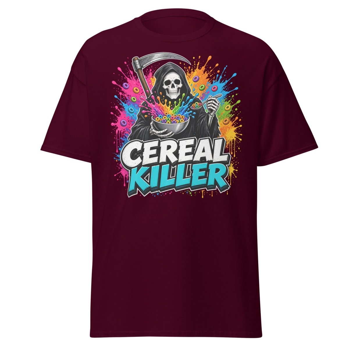 Cereal Killer Funny Grim Reaper T-Shirt - Maroon - TeeRipple