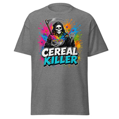 Cereal Killer Funny Grim Reaper T-Shirt - Graphite Heather - TeeRipple