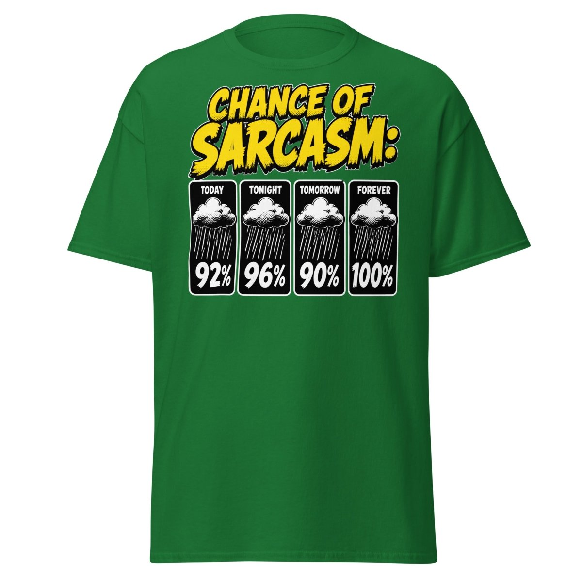 Chance of Sarcasm Funny T-Shirt – Sarcastic Tee - Turf Green - TeeRipple