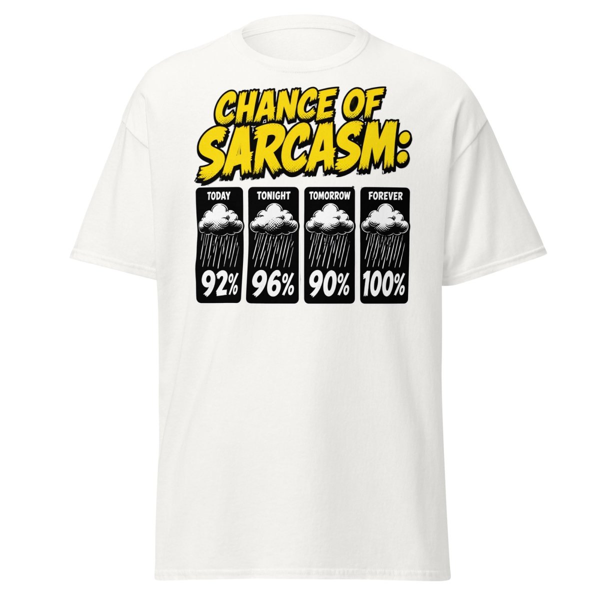 Chance of Sarcasm Funny T-Shirt – Sarcastic Tee - White - TeeRipple