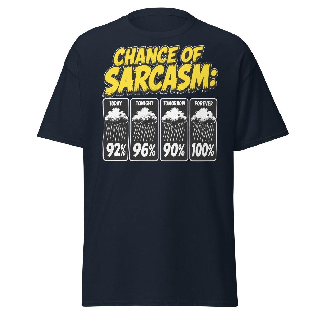 Chance of Sarcasm Funny T-Shirt – Sarcastic Tee - Navy - TeeRipple