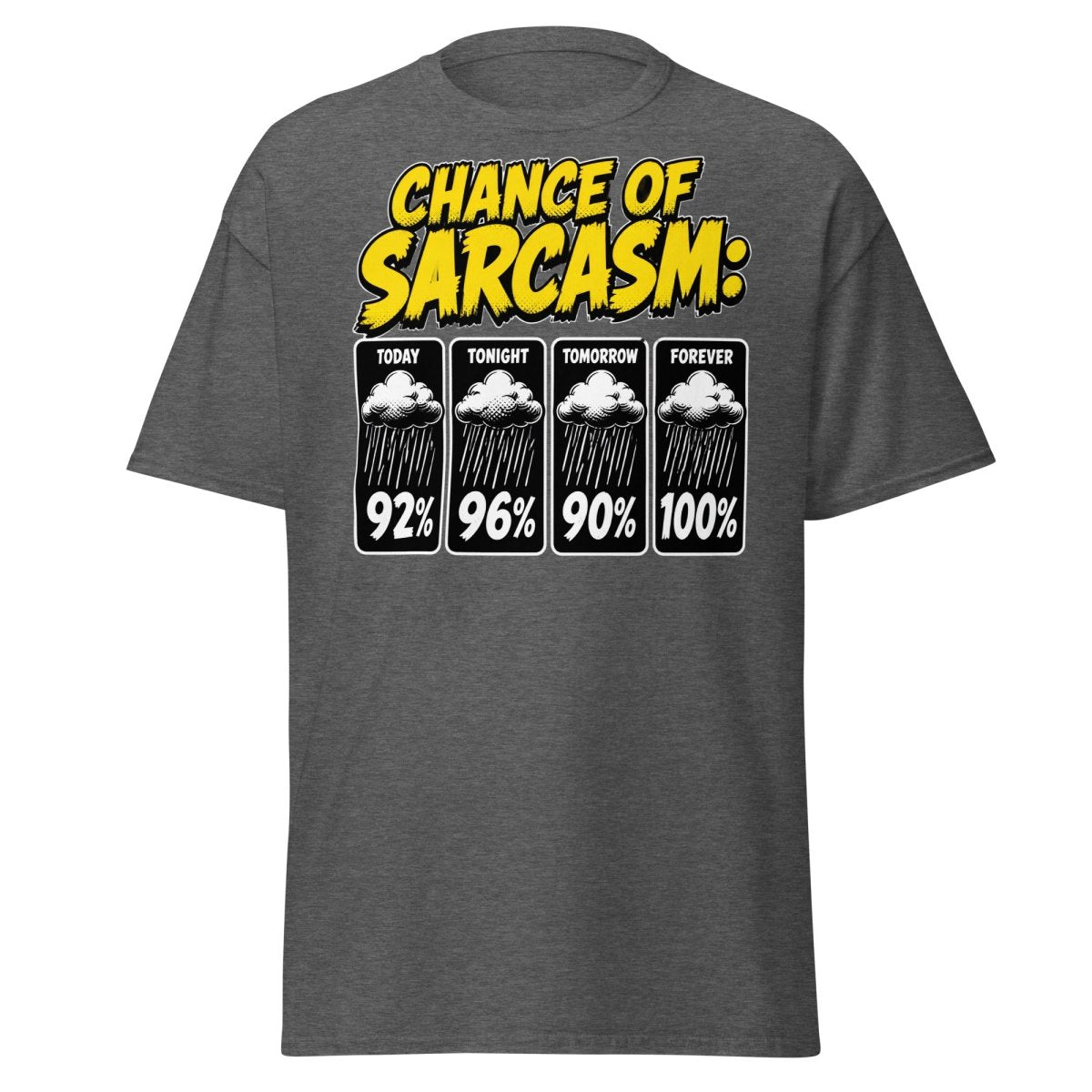 Chance of Sarcasm Funny T-Shirt – Sarcastic Tee - Dark Heather - TeeRipple