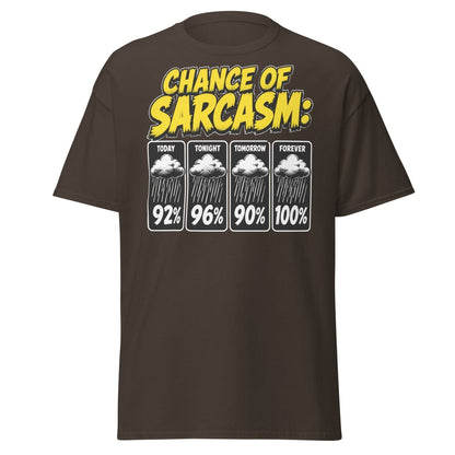 Chance of Sarcasm Funny T-Shirt – Sarcastic Tee - Dark Chocolate - TeeRipple