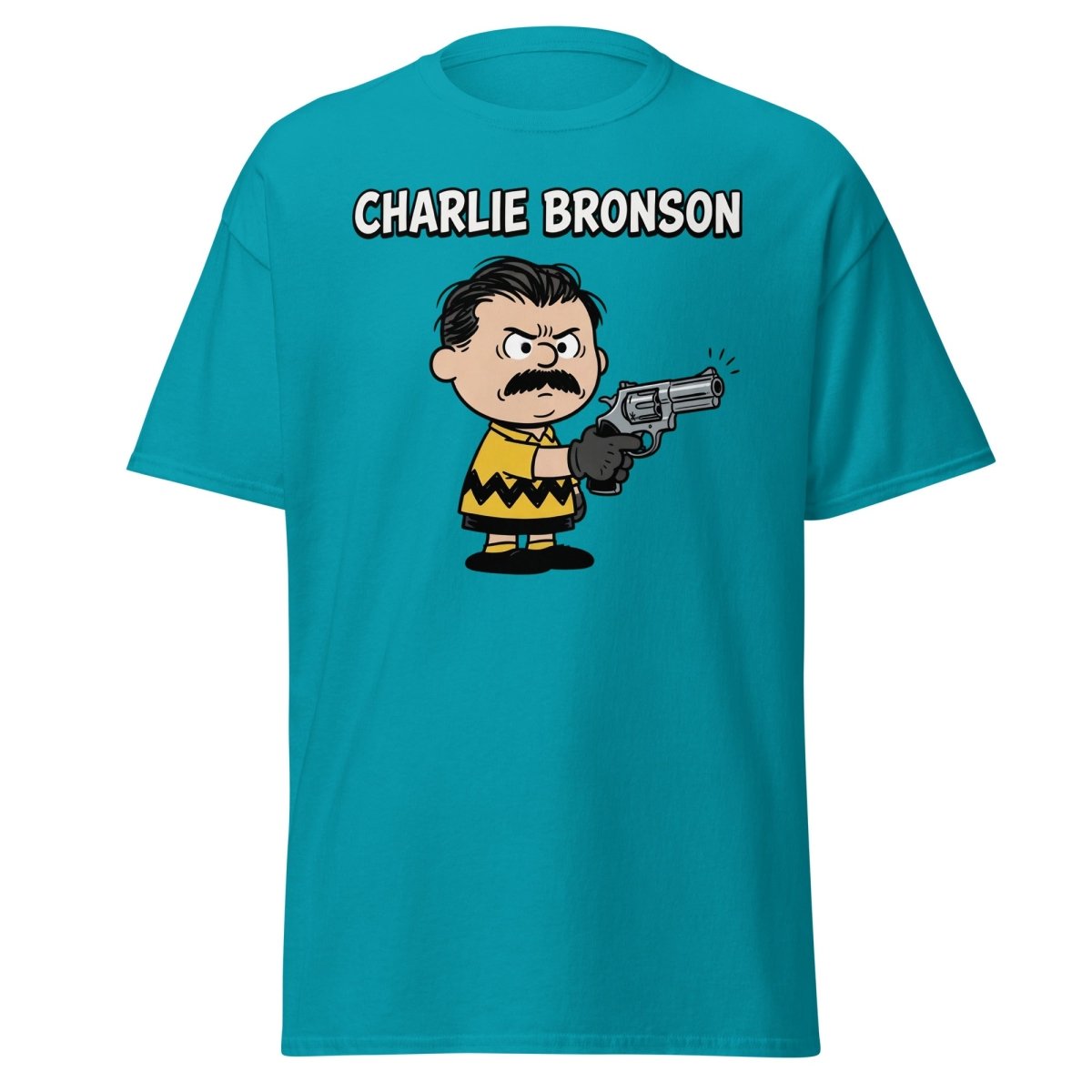 Charlie Bronson Charlie Brown T-Shirt – Funny Mashup Tee - Tropical Blue - TeeRipple