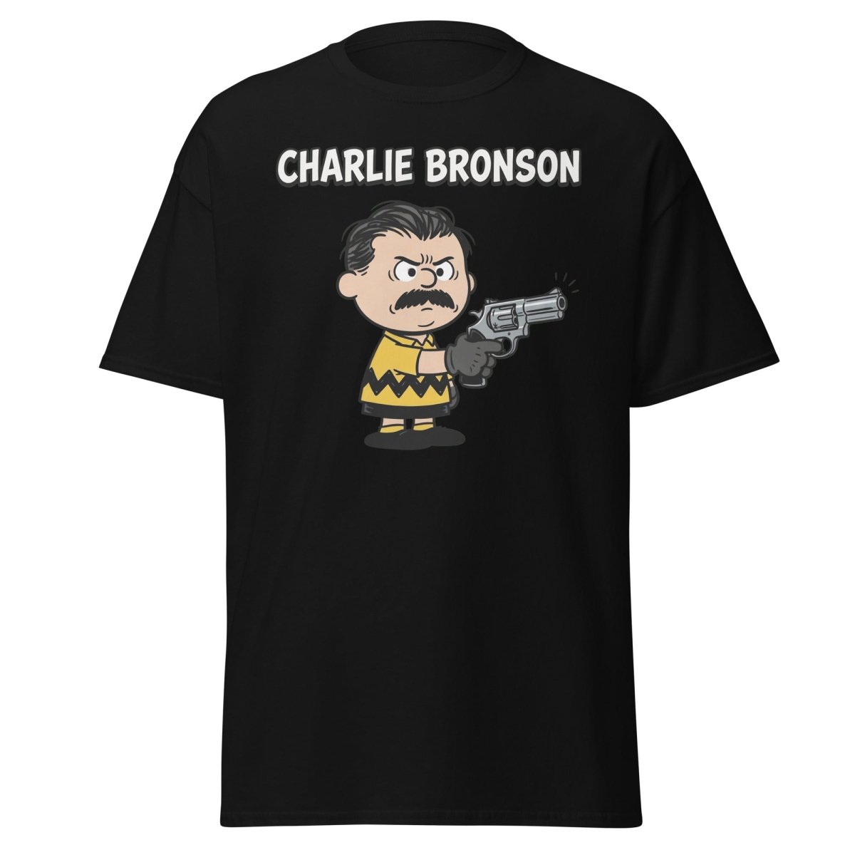Charlie Bronson Charlie Brown T-Shirt – Funny Mashup Tee - Black - TeeRipple