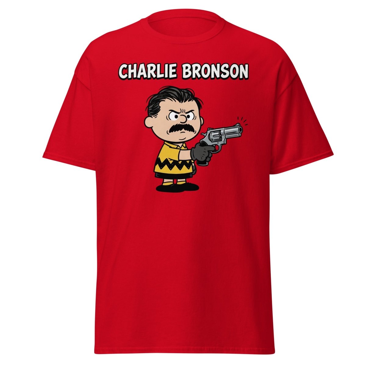 Charlie Bronson Charlie Brown T-Shirt – Funny Mashup Tee - Red - TeeRipple