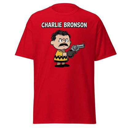Charlie Bronson Charlie Brown T-Shirt – Funny Mashup Tee - Red - TeeRipple